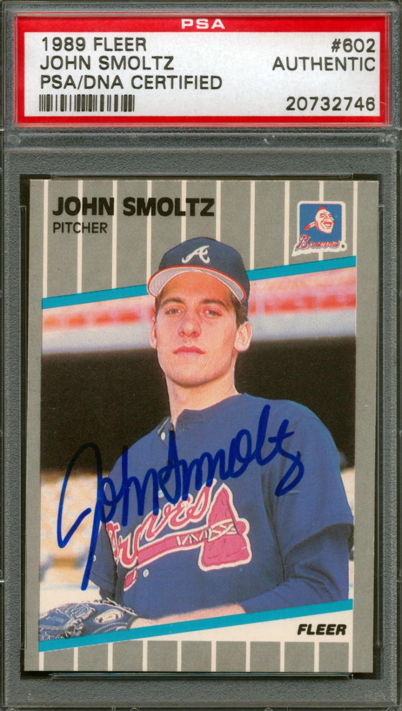 John Smoltz Signed 1989 Fleer #602 RC (PSA) at PristineAuction.com John Smoltz Signed 1989 Fleer #602 RC (PSA) at PristineAuction.com