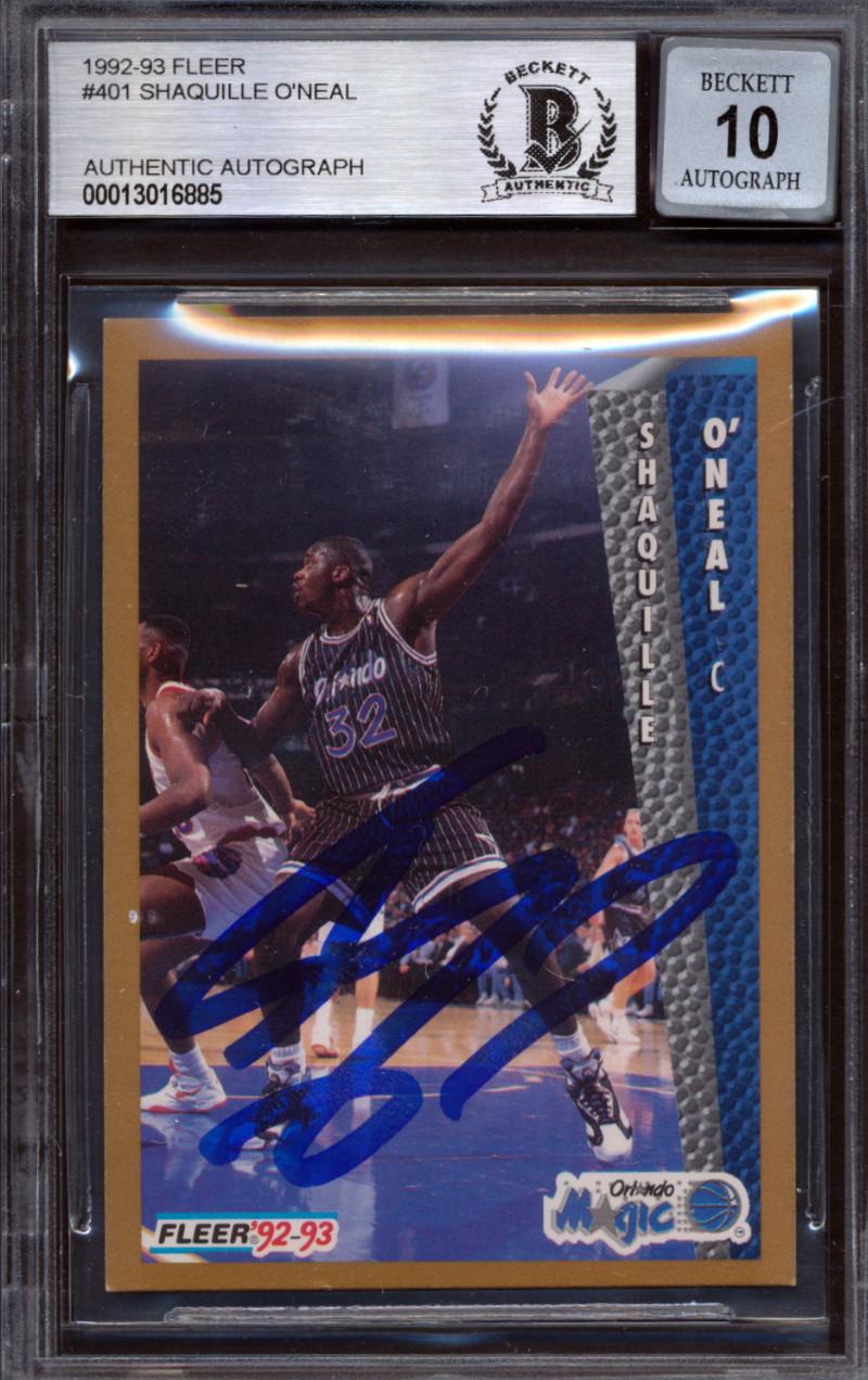 Shaquille O'Neal Signed 1992-93 Fleer #401 RC (BGS | Autograph Graded 10) at PristineAuction.com Shaquille O'Neal Signed 1992-93 Fleer #401 RC (BGS | Autograph Graded 10) at PristineAuction.com