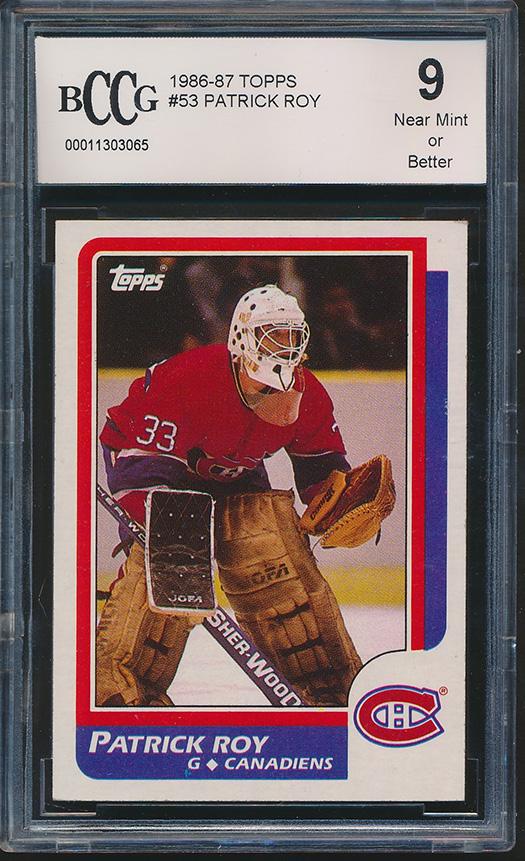 Patrick Roy 1986-87 Topps #53 RC (BCCG 9) at PristineAuction.com Patrick Roy 1986-87 Topps #53 RC (BCCG 9) at PristineAuction.com