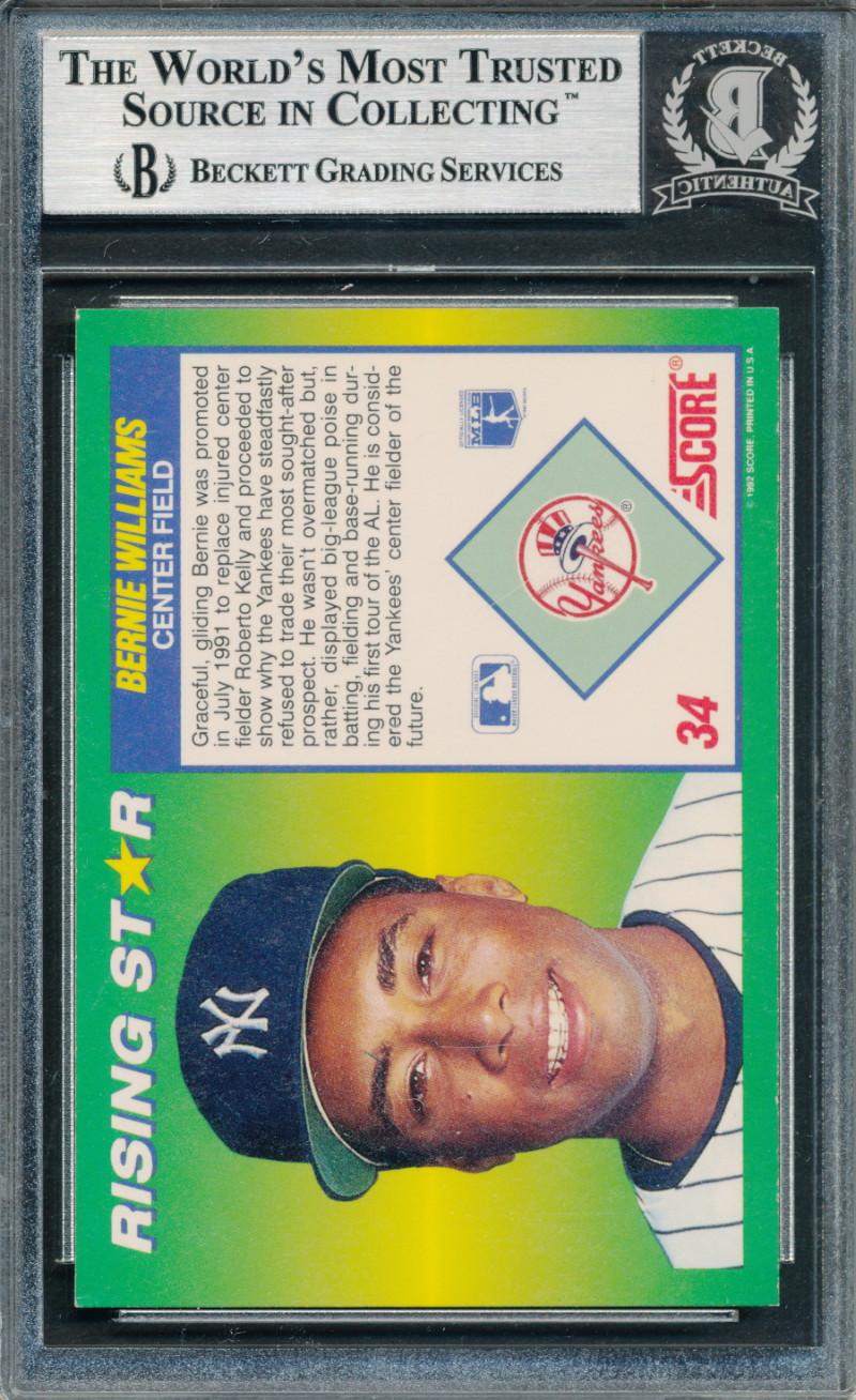 Bernie Williams Signed 1992 Score 100 Rising Stars #34 (BGS) at PristineAuction.com Bernie Williams Signed 1992 Score 100 Rising Stars #34 (BGS) at PristineAuction.com