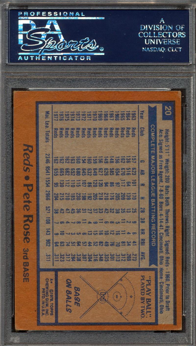 Pete Rose Signed 1978 Topps #20 DP (PSA) at PristineAuction.com Pete Rose Signed 1978 Topps #20 DP (PSA) at PristineAuction.com