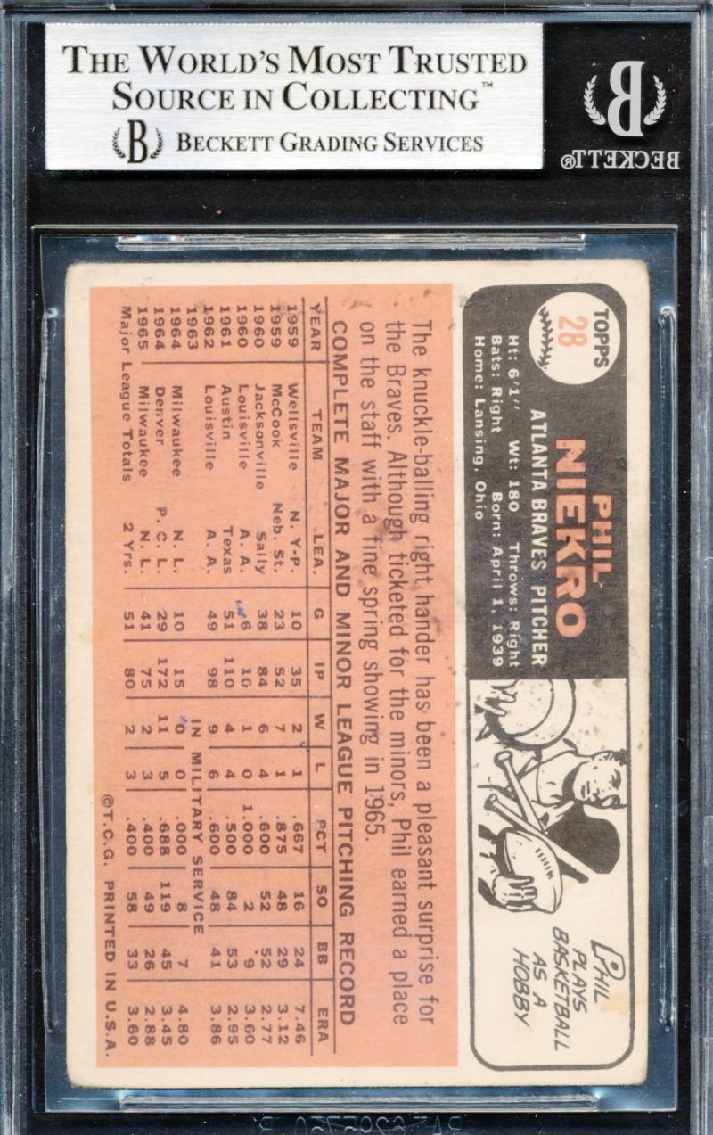 Phil Niekro Signed 1966 Topps #28 (BGS) at PristineAuction.com Phil Niekro Signed 1966 Topps #28 (BGS) at PristineAuction.com