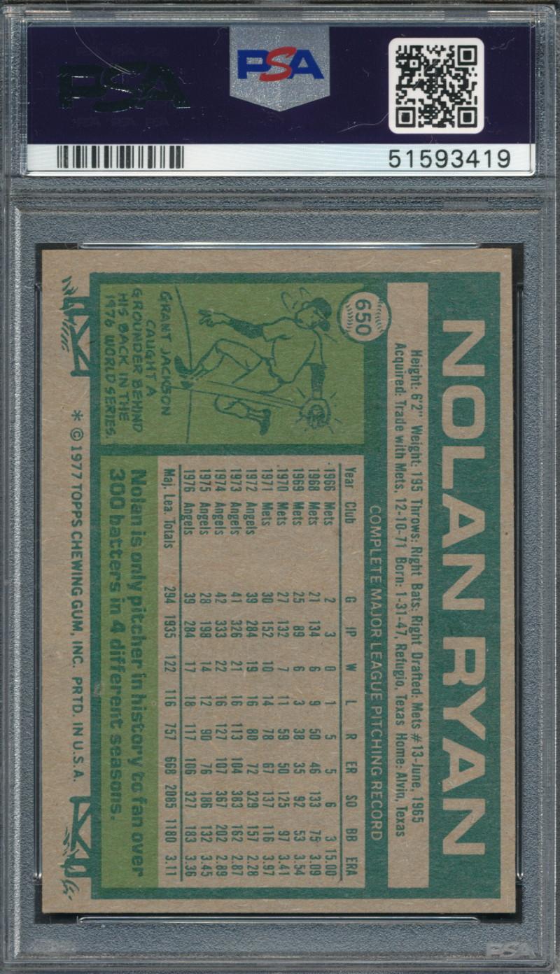 Nolan Ryan Signed 1977 Topps #650 (PSA) at PristineAuction.com Nolan Ryan Signed 1977 Topps #650 (PSA) at PristineAuction.com