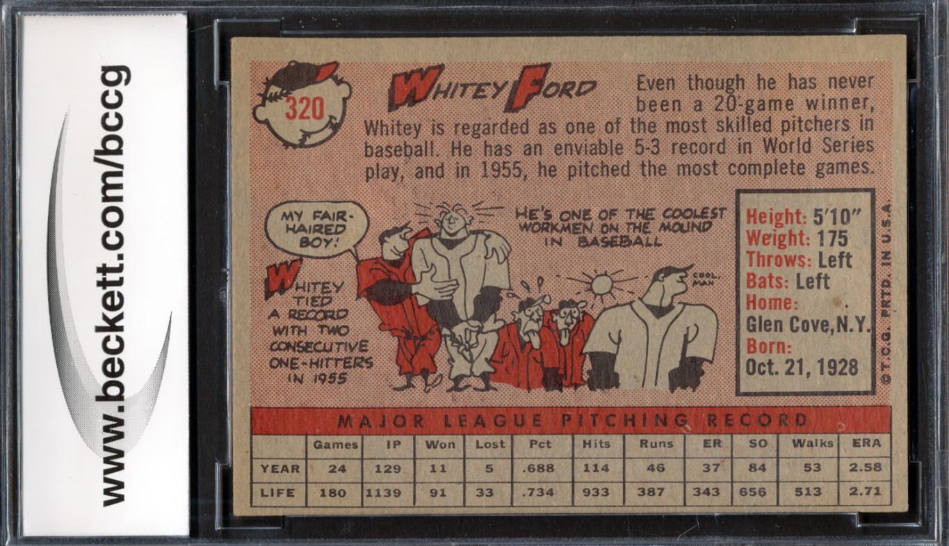 Whitey Ford 1958 Topps #320 (BCCG 9) at PristineAuction.com Whitey Ford 1958 Topps #320 (BCCG 9) at PristineAuction.com