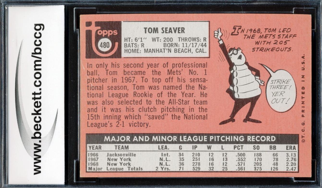 Tom Seaver 1969 Topps #480 (BCCG 8) at PristineAuction.com Tom Seaver 1969 Topps #480 (BCCG 8) at PristineAuction.com