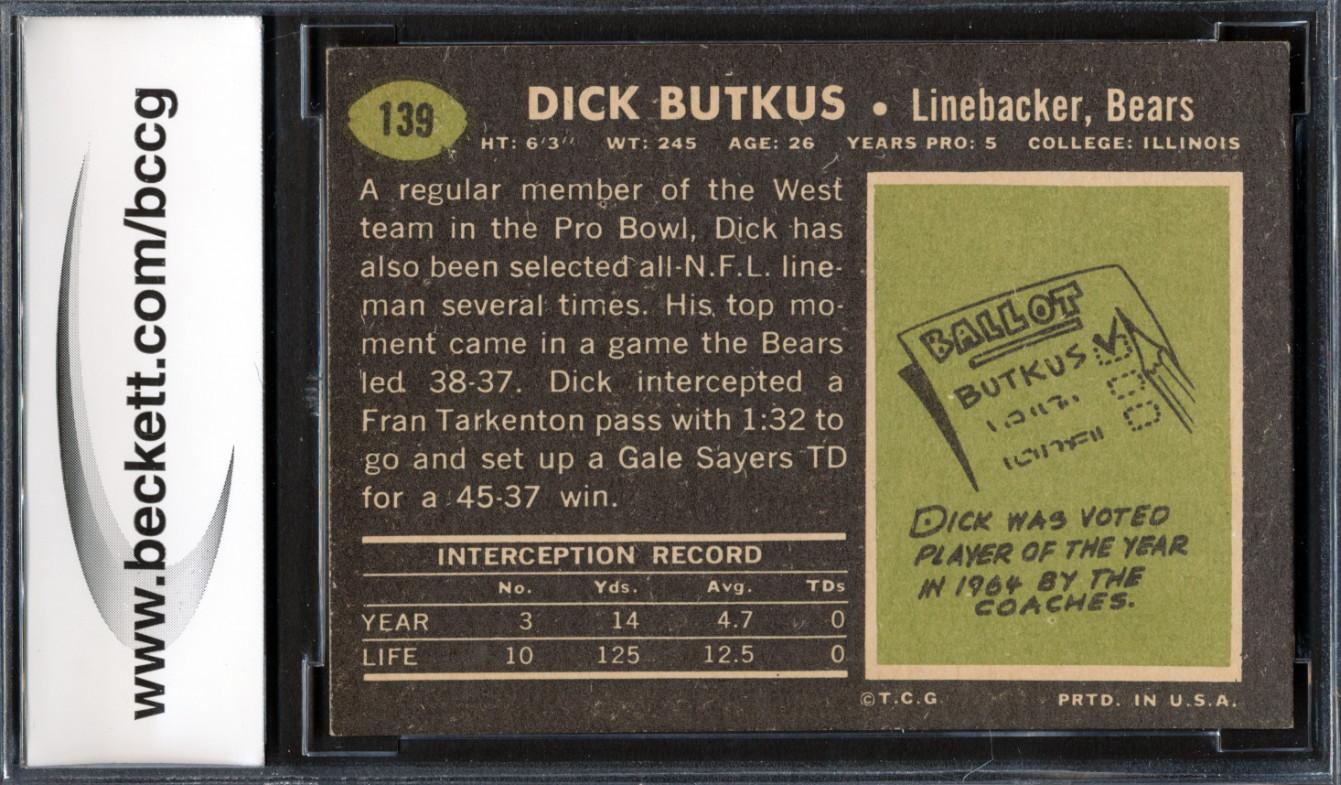 Dick Butkus 1969 Topps #139 (BCCG 8) at PristineAuction.com Dick Butkus 1969 Topps #139 (BCCG 8) at PristineAuction.com