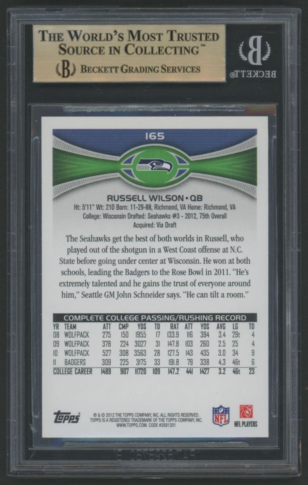Russell Wilson 2012 Topps #165A (BGS 9.5) at PristineAuction.com Russell Wilson 2012 Topps #165A (BGS 9.5) at PristineAuction.com
