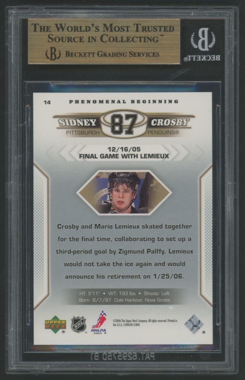 Sidney Crosby 2005-06 Upper Deck Phenomenal Beginnings #14 RC (BGS 9.5) at PristineAuction.com Sidney Crosby 2005-06 Upper Deck Phenomenal Beginnings #14 RC (BGS 9.5) at PristineAuction.com