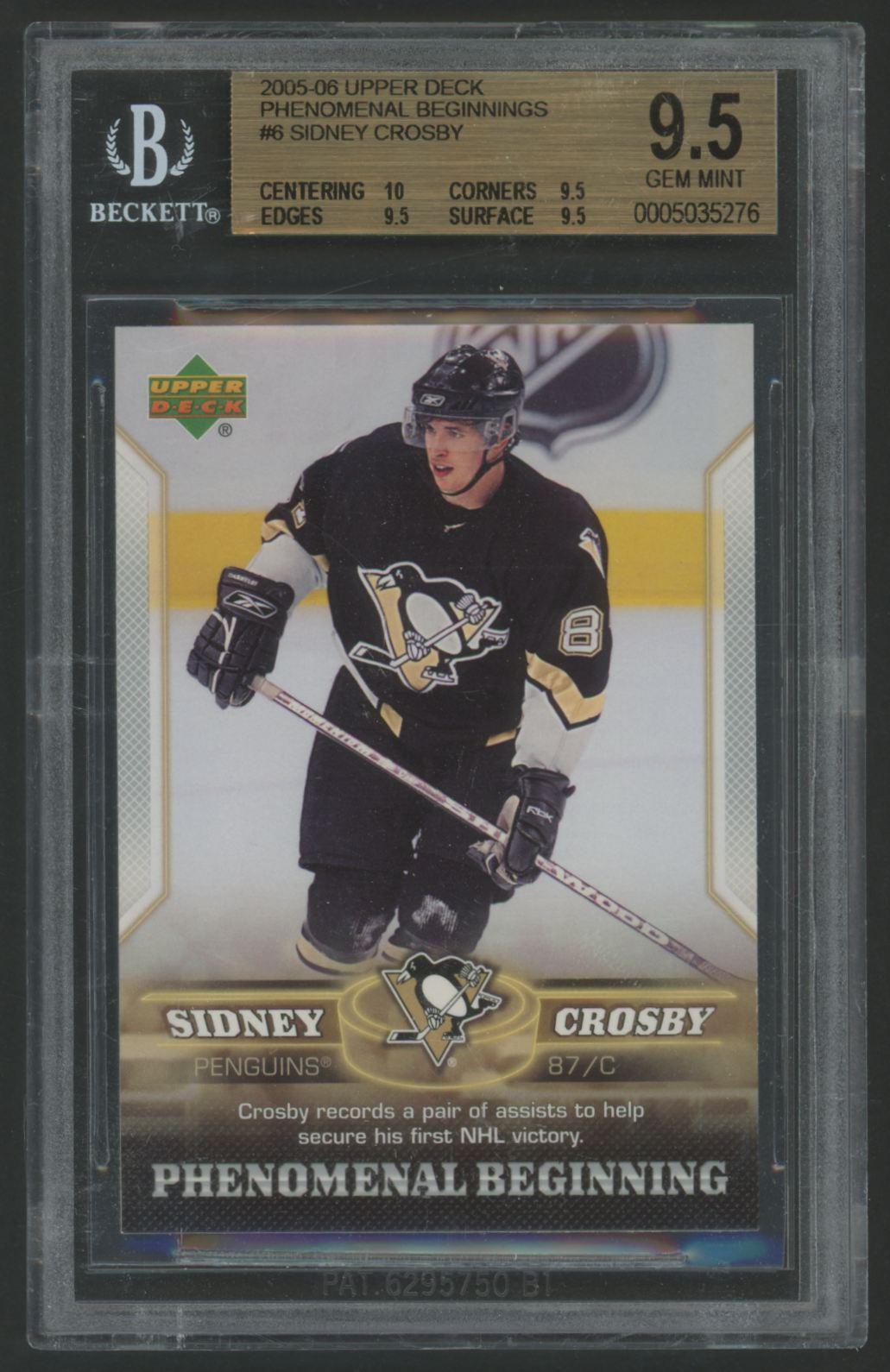 Sidney Crosby 2005-06 Upper Deck Phenomenal Beginnings #6 RC (BGS 9.5) at PristineAuction.com Sidney Crosby 2005-06 Upper Deck Phenomenal Beginnings #6 RC (BGS 9.5) at PristineAuction.com