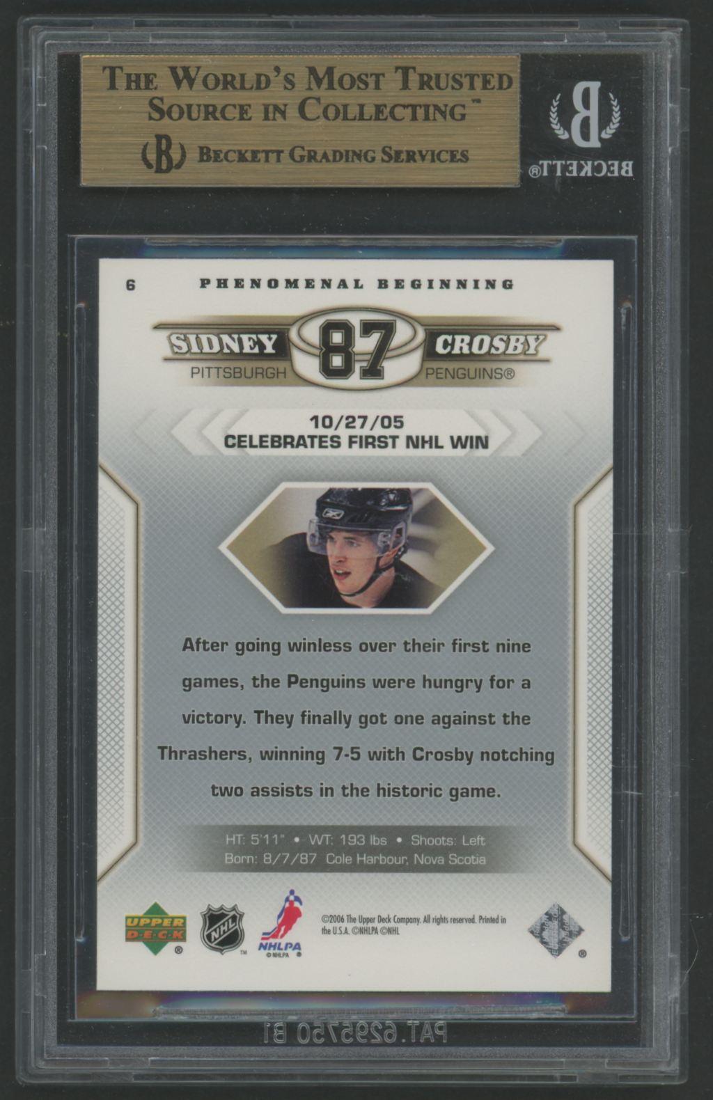 Sidney Crosby 2005-06 Upper Deck Phenomenal Beginnings #6 RC (BGS 9.5) at PristineAuction.com Sidney Crosby 2005-06 Upper Deck Phenomenal Beginnings #6 RC (BGS 9.5) at PristineAuction.com