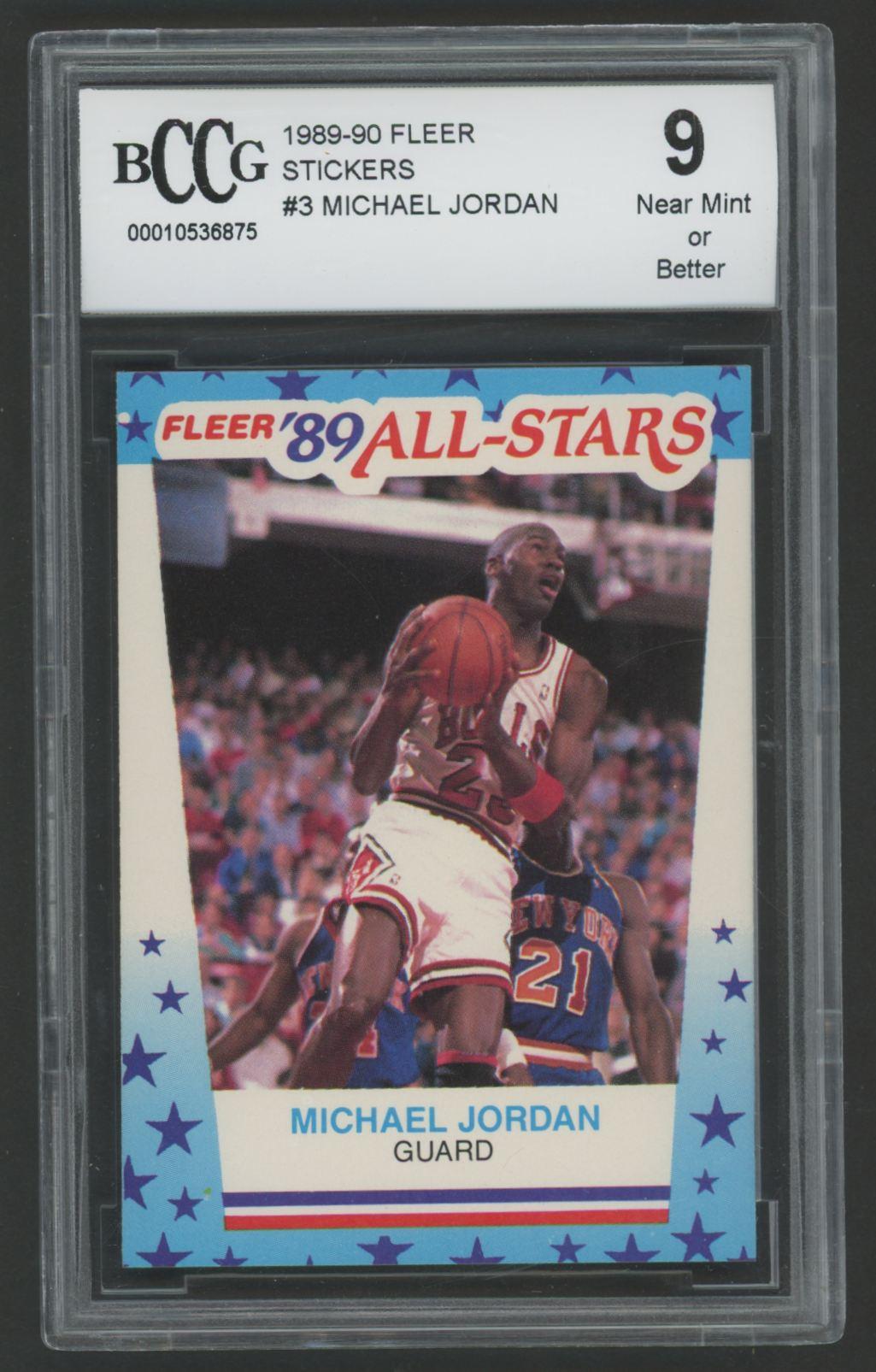 Michael Jordan 1989-90 Fleer Stickers #3 (BCCG 9) at PristineAuction.com Michael Jordan 1989-90 Fleer Stickers #3 (BCCG 9) at PristineAuction.com