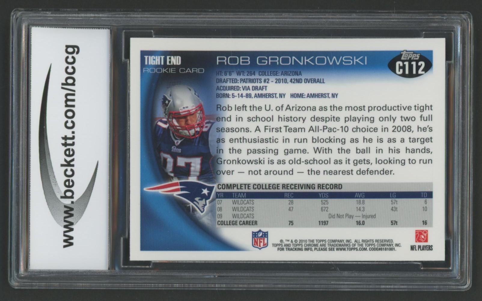 Rob Gronkowski 2010 Topps Chrome #C112A (BCCG 10) at PristineAuction.com Rob Gronkowski 2010 Topps Chrome #C112A (BCCG 10) at PristineAuction.com