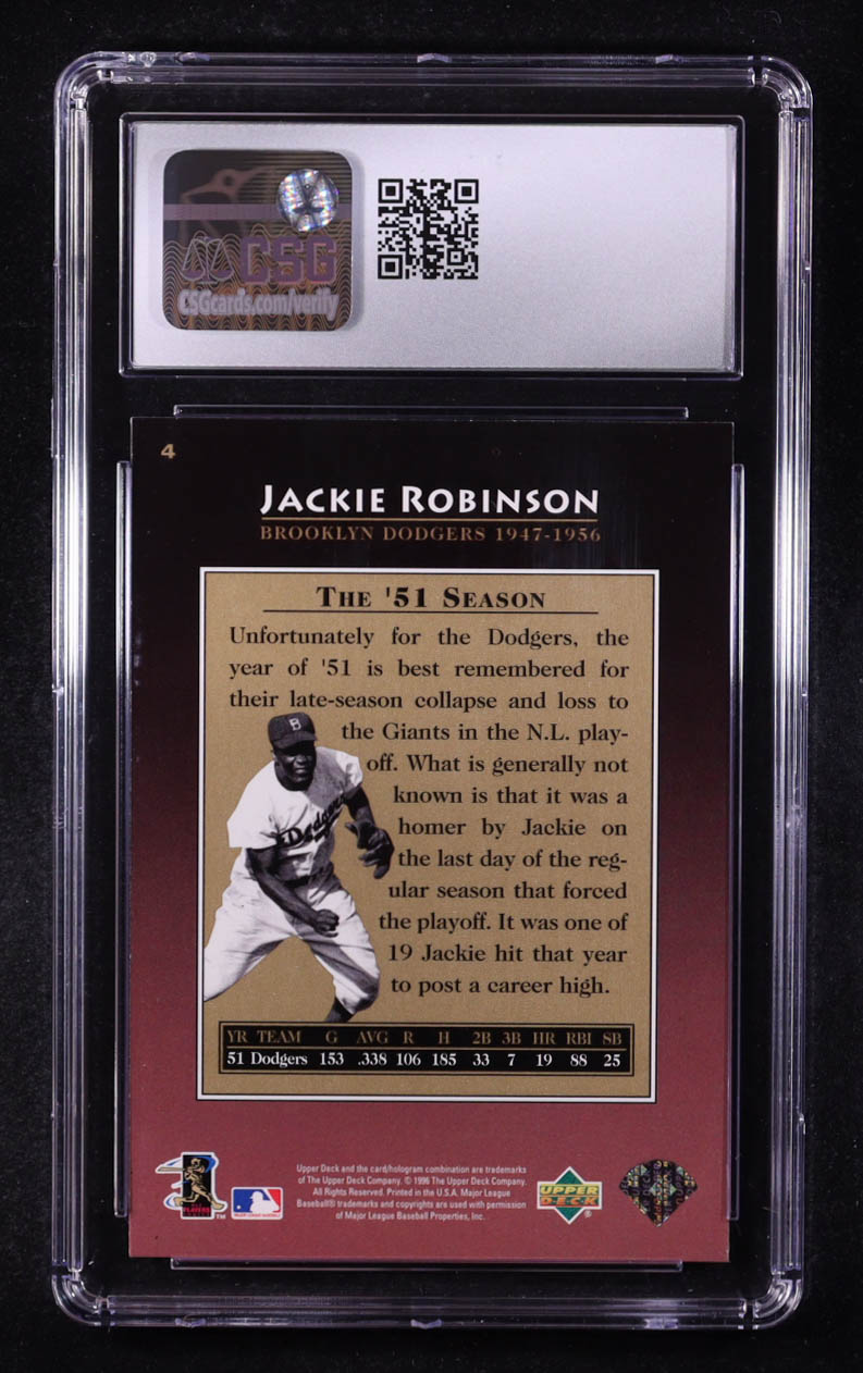 Jackie Robinson 1997 Upper Deck #4 (CSG 9.5) at PristineAuction.com Jackie Robinson 1997 Upper Deck #4 (CSG 9.5) at PristineAuction.com