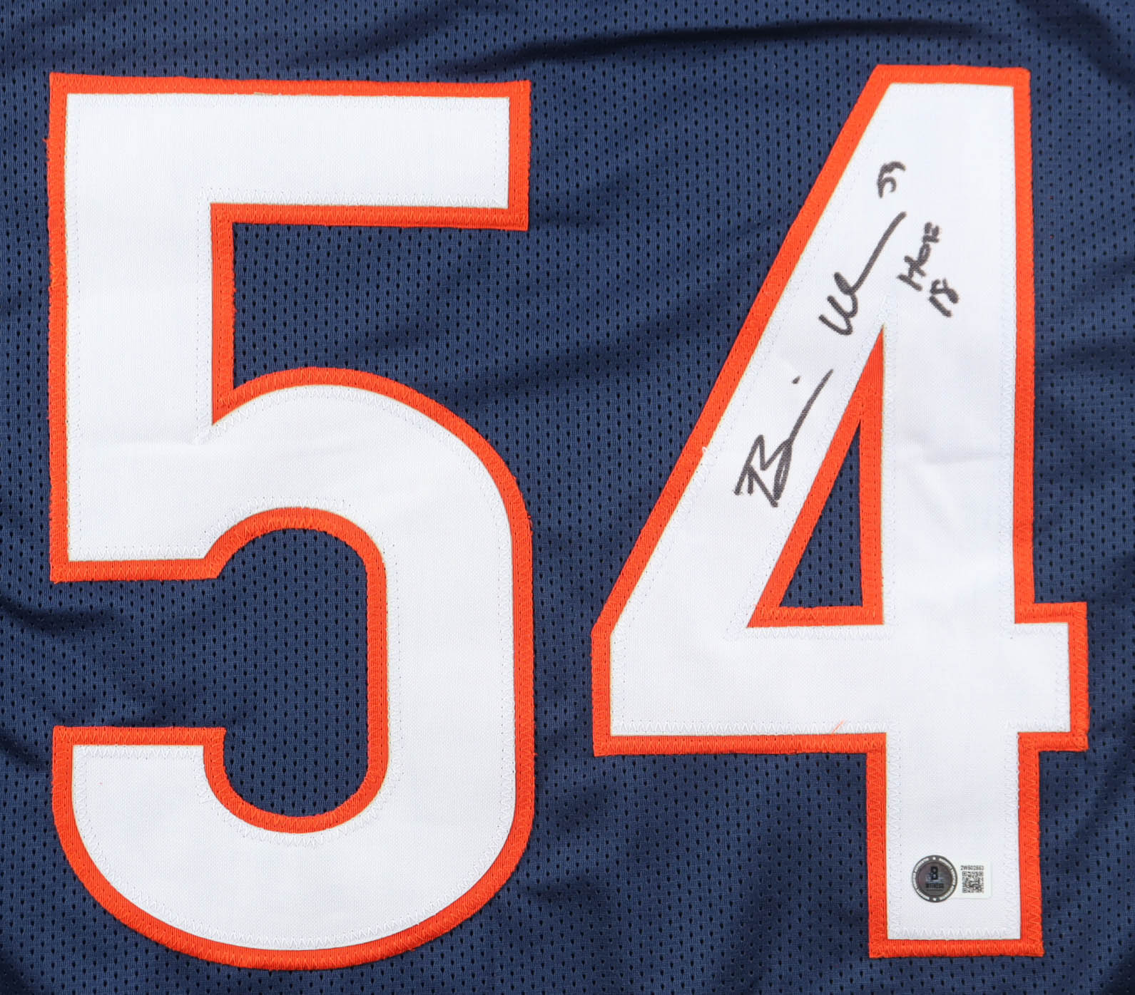 Brian Urlacher Signed Jersey Inscribed "HOF 18" (Beckett) at PristineAuction.com Brian Urlacher Signed Jersey Inscribed "HOF 18" (Beckett) at PristineAuction.com