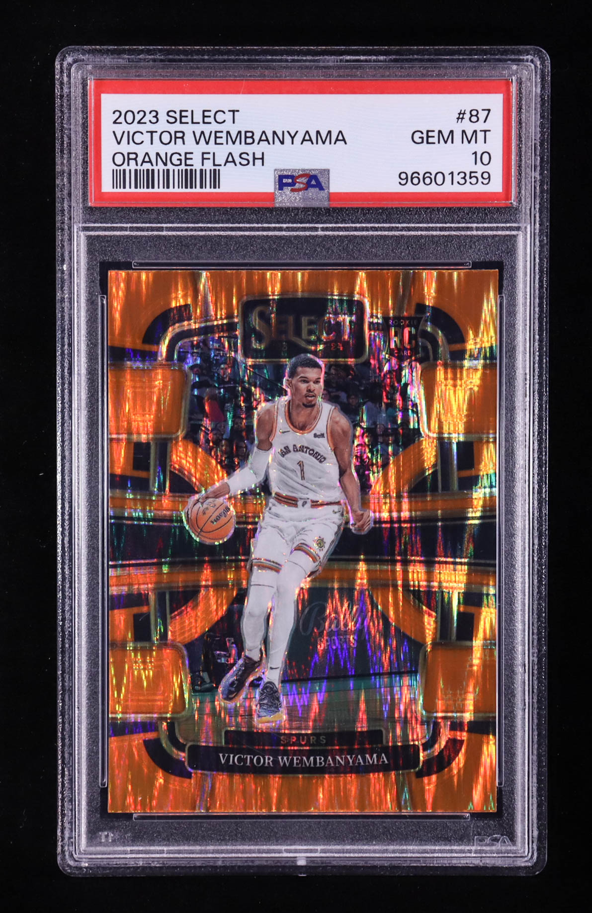 Victor Wembanyama 2023-24 Select Prizms Orange Flash #87 RC (PSA 10) at PristineAuction.com Victor Wembanyama 2023-24 Select Prizms Orange Flash #87 RC (PSA 10) at PristineAuction.com