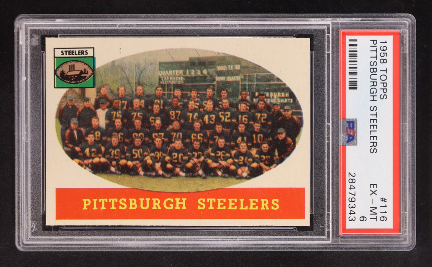 Pittsburgh Steelers 1958 Topps #116 (PSA 6) at PristineAuction.com Pittsburgh Steelers 1958 Topps #116 (PSA 6) at PristineAuction.com