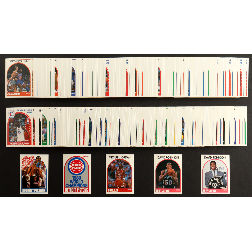 1989-90 Hoops Basketball Complete Set of (353) Cards with Michael Jordan #21 AS, Michael Jordan #200, David Robinson #138 SP RC, Phil Jackson #266 CO at PristineAuction.com