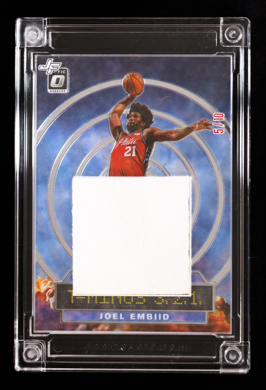 Joel Embiid 2022-23 Jersey Fusion Player-Worn Swatch #JE21S #05/10 at PristineAuction.com Joel Embiid 2022-23 Jersey Fusion Player-Worn Swatch #JE21S #05/10 at PristineAuction.com