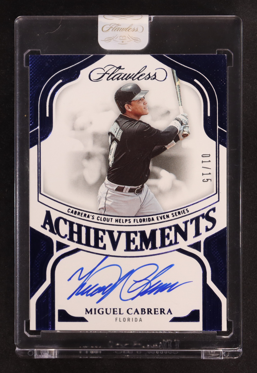 Miguel Cabrera 2025 Panini Flawless Flawless Achievements Signatures Sapphire #8 #01/15 at PristineAuction.com Miguel Cabrera 2025 Panini Flawless Flawless Achievements Signatures Sapphire #8 #01/15 at PristineAuction.com