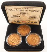 Wayne Gretzky, Michael Jordan & John Elway LE The Highland Mint "The Last Stars Of The Millennium" Matched Number Solid Bronze (3) Medallion Set at PristineAuction.com
