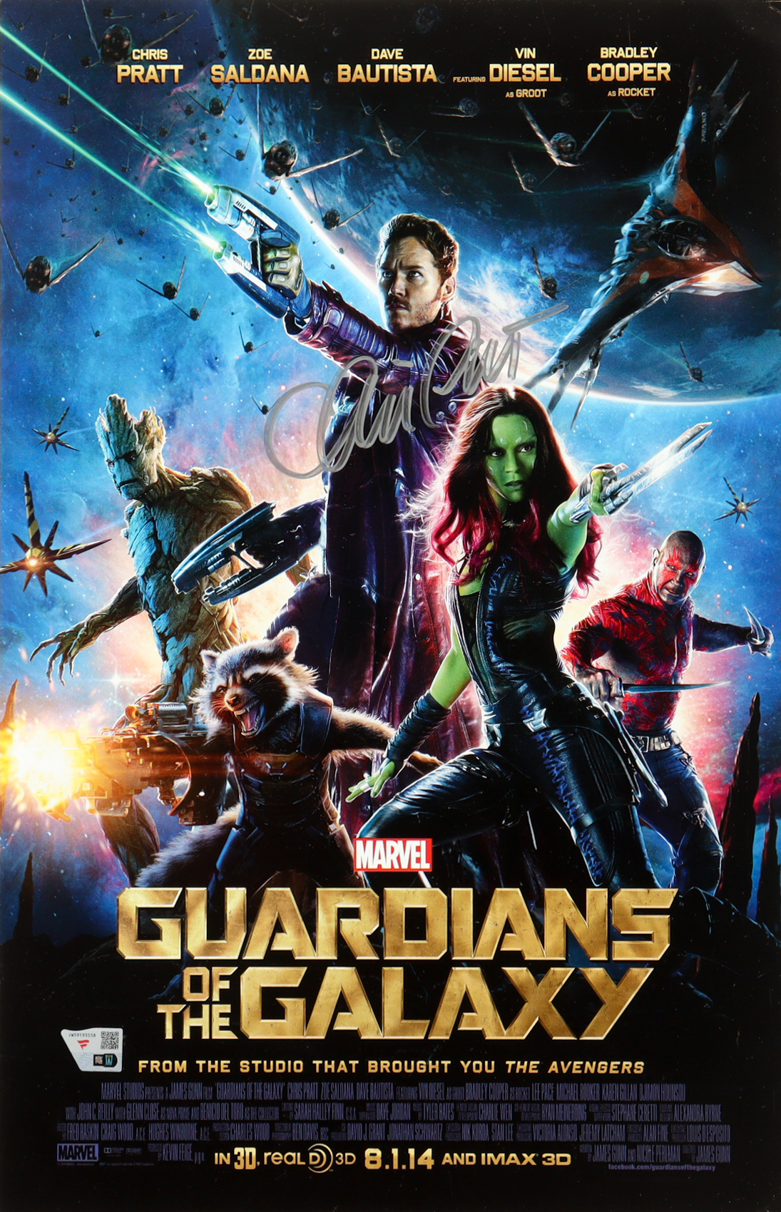 Chris Pratt Signed "Guardians of the Galaxy" 11x17 Movie Poster (Fanatics) at PristineAuction.com Chris Pratt Signed "Guardians of the Galaxy" 11x17 Movie Poster (Fanatics) at PristineAuction.com