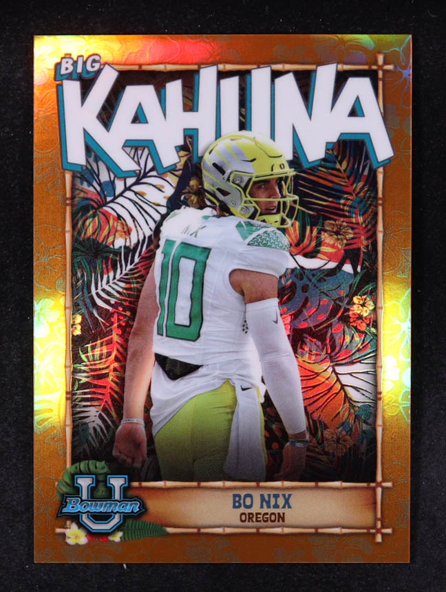 Bo Nix 2022 Bowman Chrome University The Big Kahuna Orange Refractors #TBK19 #12/25 RC at PristineAuction.com Bo Nix 2022 Bowman Chrome University The Big Kahuna Orange Refractors #TBK19 #12/25 RC at PristineAuction.com