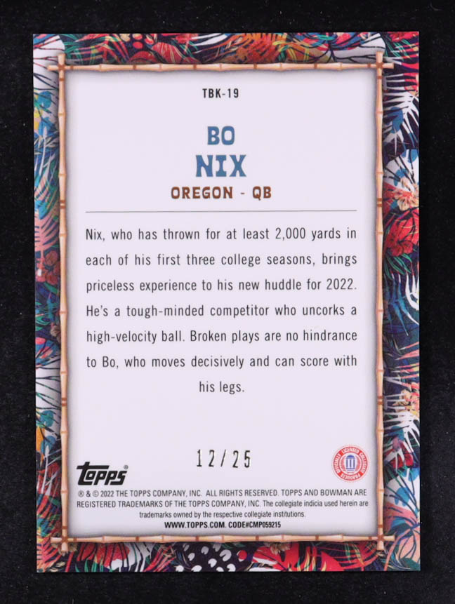 Bo Nix 2022 Bowman Chrome University The Big Kahuna Orange Refractors #TBK19 #12/25 RC at PristineAuction.com Bo Nix 2022 Bowman Chrome University The Big Kahuna Orange Refractors #TBK19 #12/25 RC at PristineAuction.com