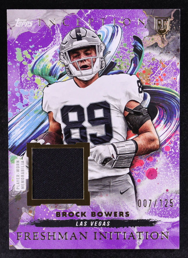 Brock Bowers 2024 Topps Inception Freshman Initiation Jerseys Purple #FI3 #007/125 RC at PristineAuction.com Brock Bowers 2024 Topps Inception Freshman Initiation Jerseys Purple #FI3 #007/125 RC at PristineAuction.com