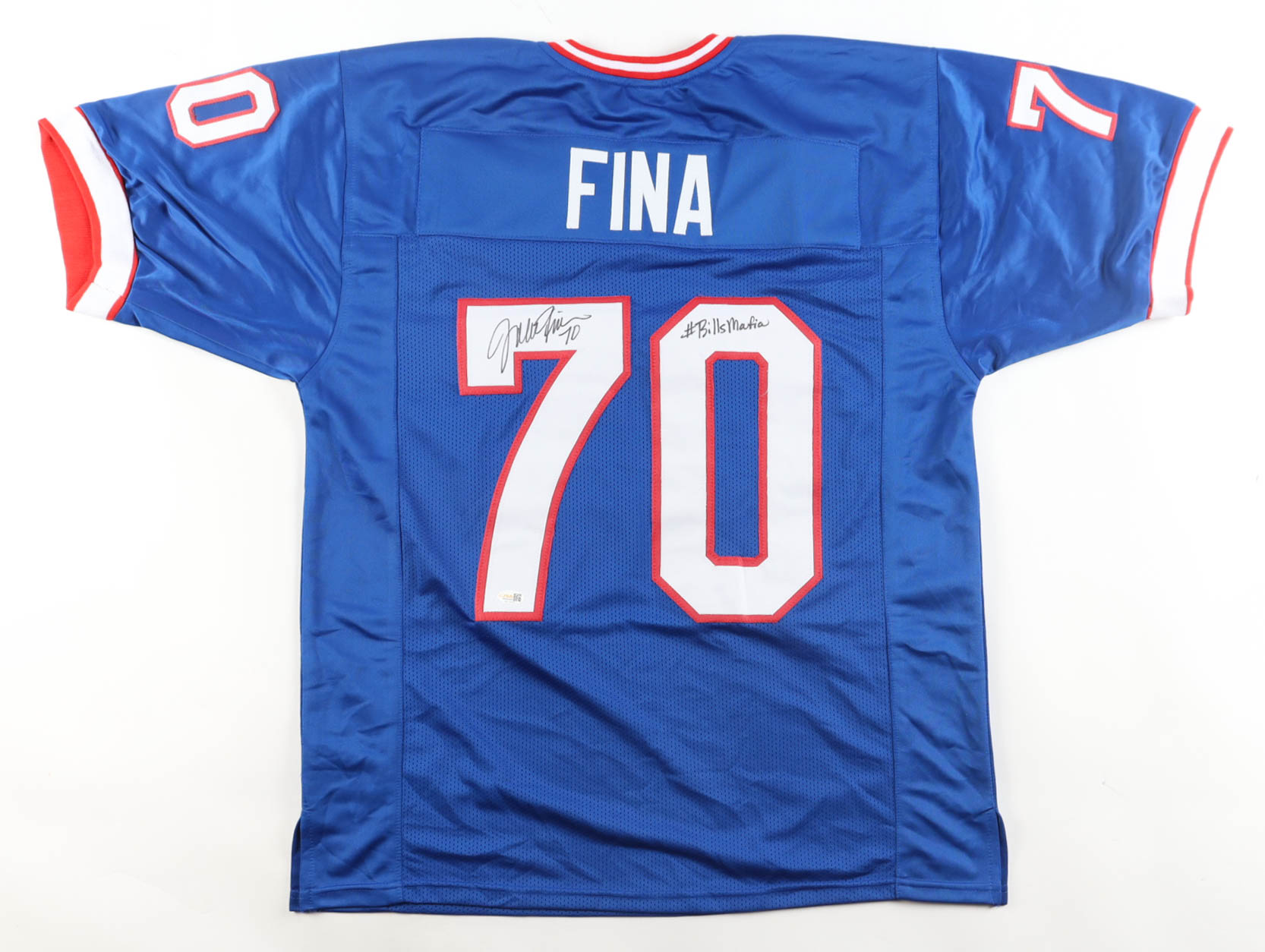 John Fina Signed Jersey Inscribed "#BillsMafia" (JSA) at PristineAuction.com John Fina Signed Jersey Inscribed "#BillsMafia" (JSA) at PristineAuction.com
