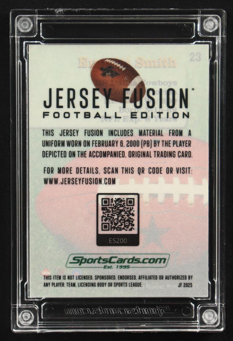 Emmitt Smith 2025 Jersey Fusion Football Edition Collector's Edge Successors Game Used Swatch #ES200 at PristineAuction.com Emmitt Smith 2025 Jersey Fusion Football Edition Collector's Edge Successors Game Used Swatch #ES200 at PristineAuction.com