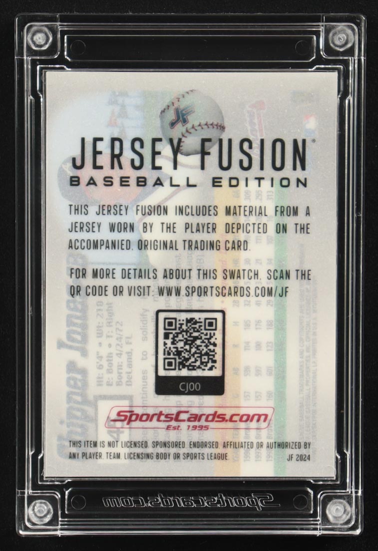 Chipper Jones 2024 Jersey Fusion Baseball Edition Fleer Mystique Game Used Swatch #CJ00 at PristineAuction.com Chipper Jones 2024 Jersey Fusion Baseball Edition Fleer Mystique Game Used Swatch #CJ00 at PristineAuction.com