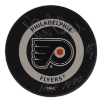 Bill Barber Signed Flyers Logo Hockey Puck Inscribed "HOF 1990" (Beckett) at PristineAuction.com