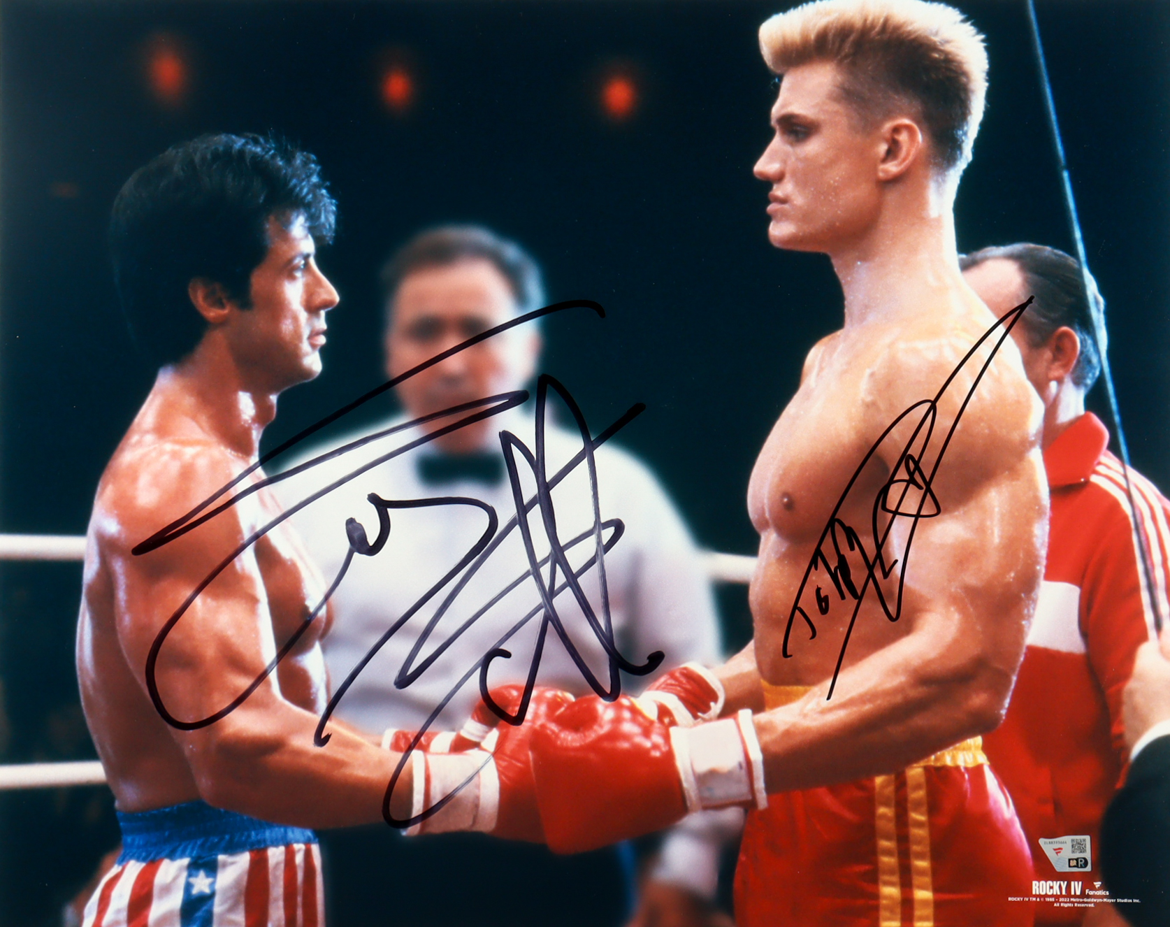 Sylvester Stallone & Dolph Lundgren Signed "Rocky IV" 16x20 Photo (Fanatics) at PristineAuction.com Sylvester Stallone & Dolph Lundgren Signed "Rocky IV" 16x20 Photo (Fanatics) at PristineAuction.com