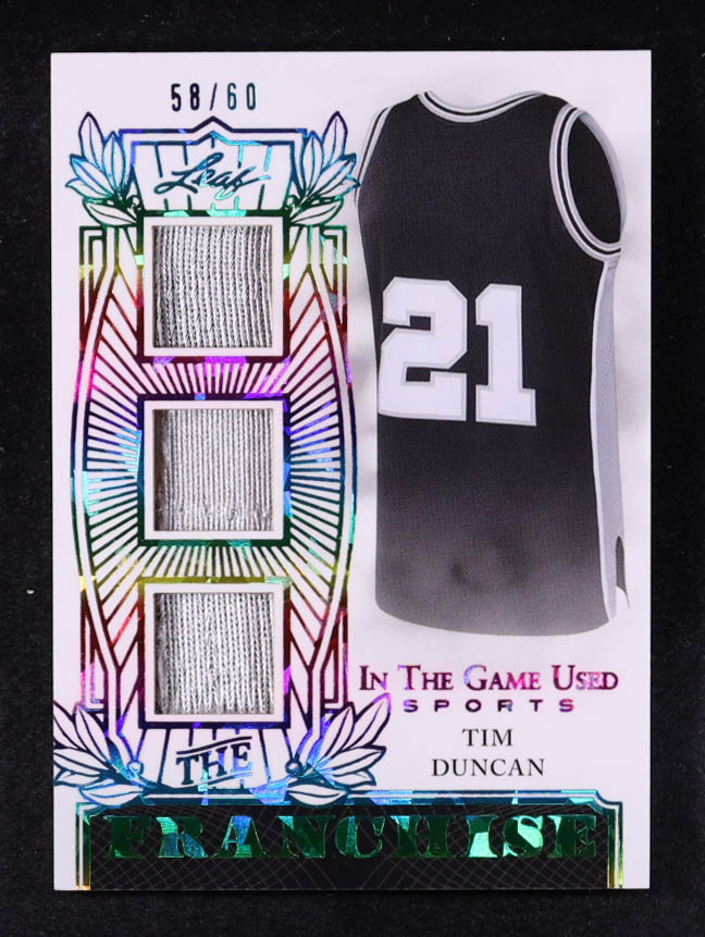 Tim Duncan 2024 Leaf ITG Used Sports The Franchise Triple Threads Rainbow Foil #TFTD1 #58/60 at PristineAuction.com Tim Duncan 2024 Leaf ITG Used Sports The Franchise Triple Threads Rainbow Foil #TFTD1 #58/60 at PristineAuction.com