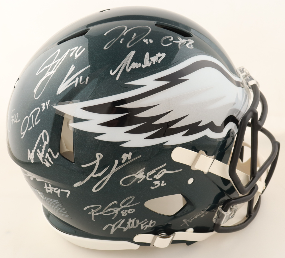 Eagles Super Bowl LIX Full-Size Authentic On-Field Speed Helmet Signed By (29) With Jalen Hurts, Devonta Smith, Dallas Goedert, Cooper DeJean (Fanatics & PSA) at PristineAuction.com Eagles Super Bowl LIX Full-Size Authentic On-Field Speed Helmet Signed By (29) With Jalen Hurts, Devonta Smith, Dallas Goedert, Cooper DeJean (Fanatics & PSA) at PristineAuction.com