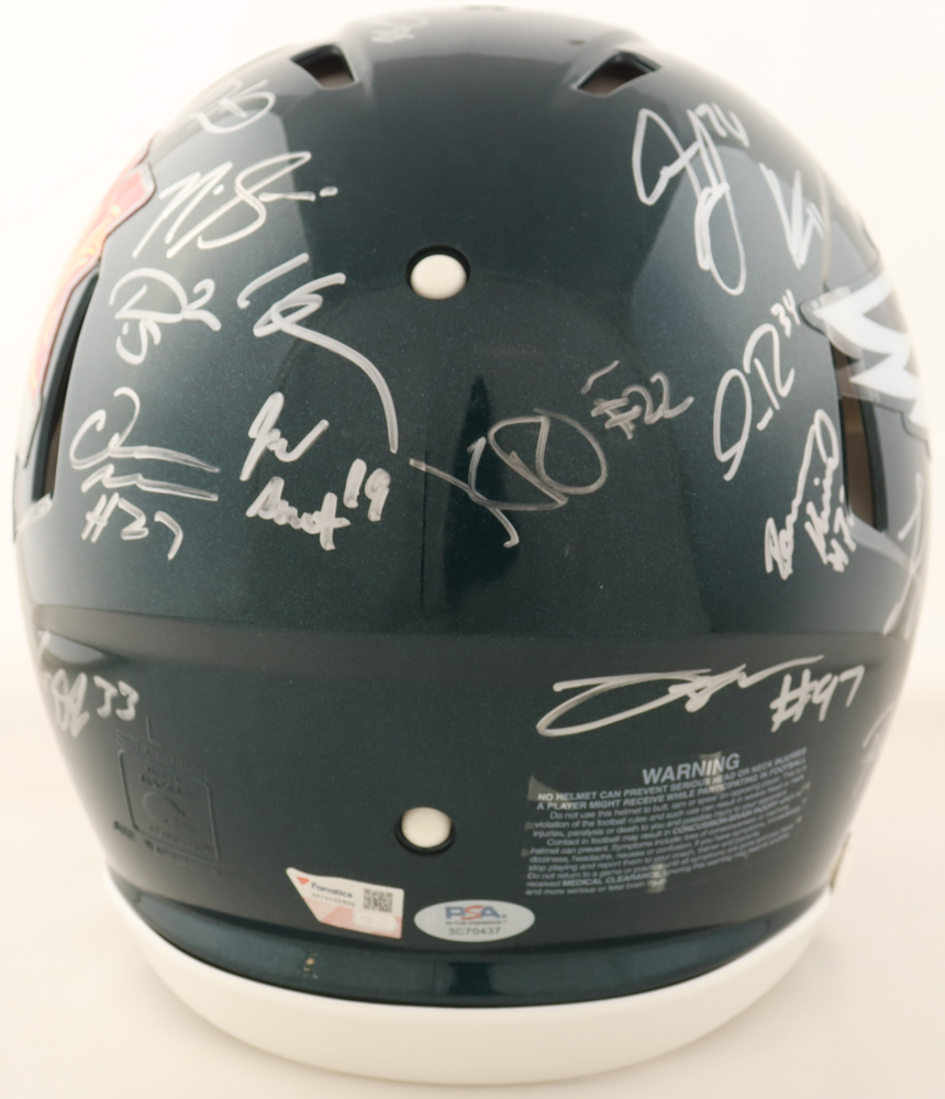 Eagles Super Bowl LIX Full-Size Authentic On-Field Speed Helmet Signed By (29) With Jalen Hurts, Devonta Smith, Dallas Goedert, Cooper DeJean (Fanatics & PSA) at PristineAuction.com Eagles Super Bowl LIX Full-Size Authentic On-Field Speed Helmet Signed By (29) With Jalen Hurts, Devonta Smith, Dallas Goedert, Cooper DeJean (Fanatics & PSA) at PristineAuction.com