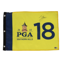 Justin Thomas Signed 2022 PGA Southern Hills Golf Pin Flag (Beckett) at PristineAuction.com