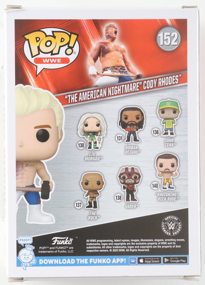 Cody Rhodes Signed WWE #152 "The American Nightmare" Cody Rhodes Funko Pop! Vinyl Figure (Fanatics) at PristineAuction.com Cody Rhodes Signed WWE #152 "The American Nightmare" Cody Rhodes Funko Pop! Vinyl Figure (Fanatics) at PristineAuction.com