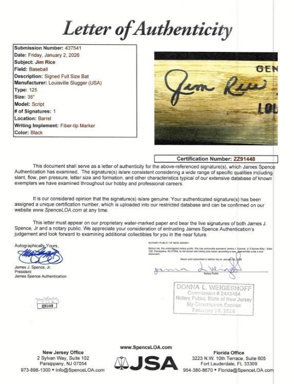 Jim Rice Signed 1986-89 Game-Used Louisville Slugger Player Model Baseball Bat (PSA GU 10 & JSA) at PristineAuction.com Jim Rice Signed 1986-89 Game-Used Louisville Slugger Player Model Baseball Bat (PSA GU 10 & JSA) at PristineAuction.com