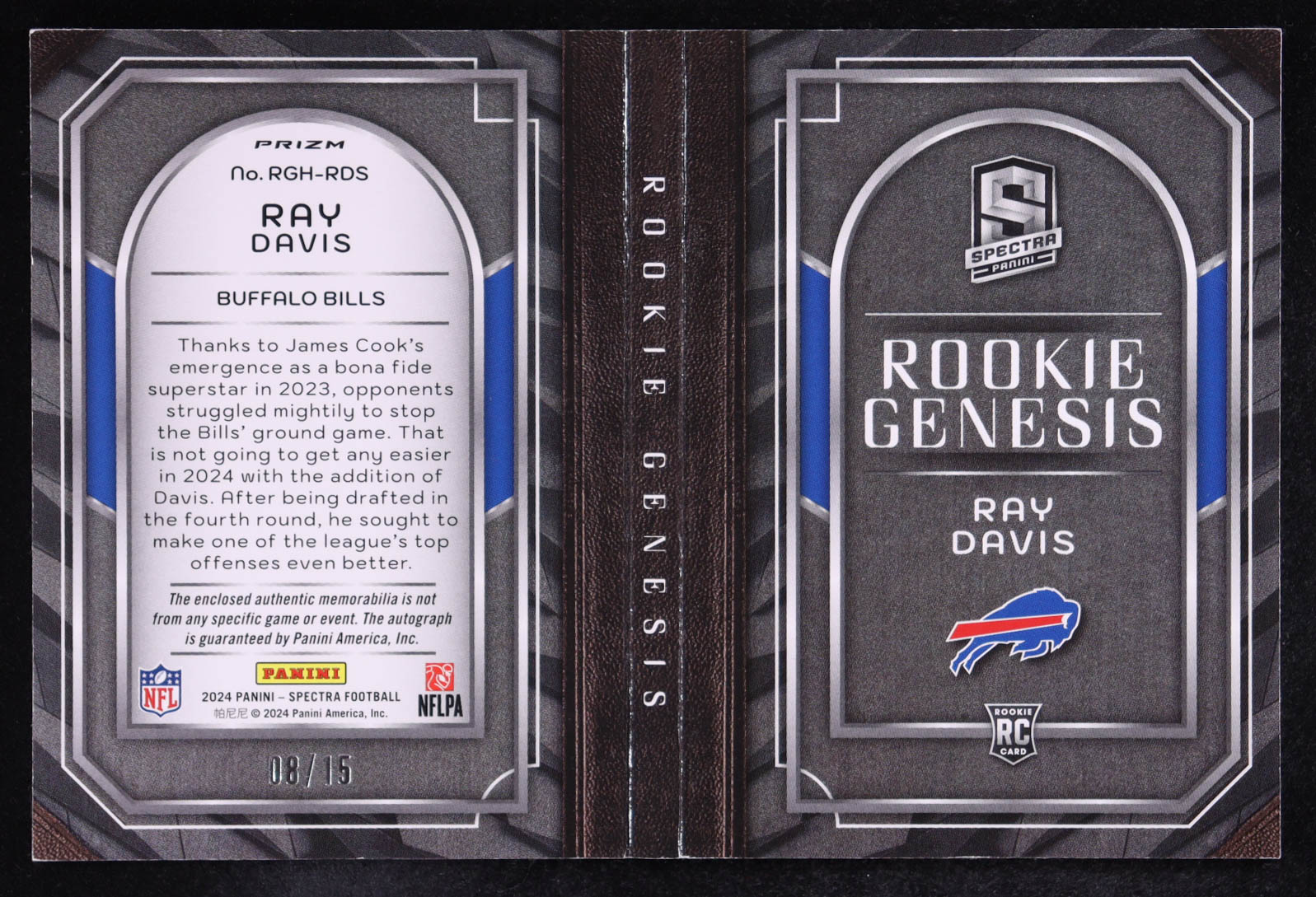 Ray Davis 2024 Panini Spectra Rookie Genesis Jersey Autographs Booklet Meta #36 #08/15 RC at PristineAuction.com Ray Davis 2024 Panini Spectra Rookie Genesis Jersey Autographs Booklet Meta #36 #08/15 RC at PristineAuction.com