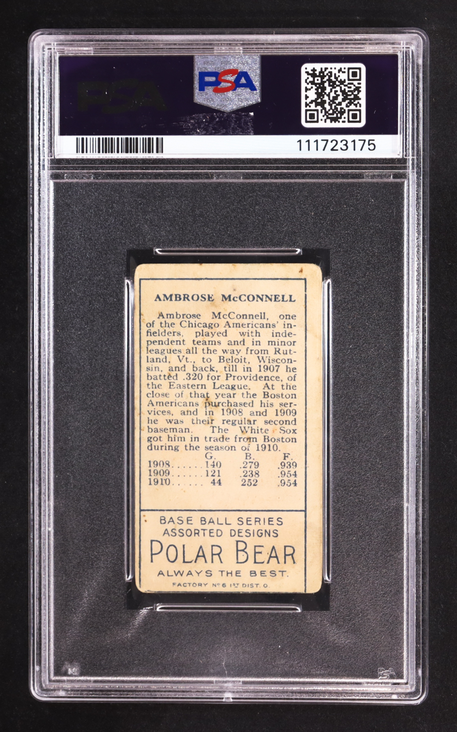 Amby McConnell 1911 T205 Gold Border #128 (PSA 1.5) (MC) at PristineAuction.com Amby McConnell 1911 T205 Gold Border #128 (PSA 1.5) (MC) at PristineAuction.com