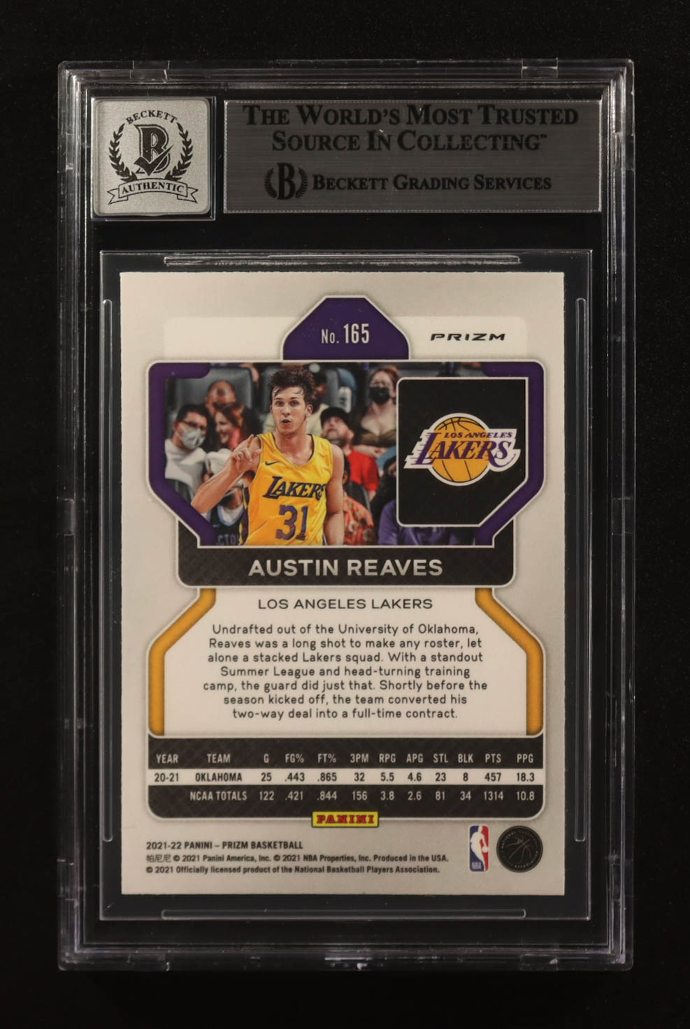 Austin Reaves Signed 2021-22 Panini Prizm Red Ice #165 RC (BGS | Autograph Graded BGS 10) at PristineAuction.com Austin Reaves Signed 2021-22 Panini Prizm Red Ice #165 RC (BGS | Autograph Graded BGS 10) at PristineAuction.com