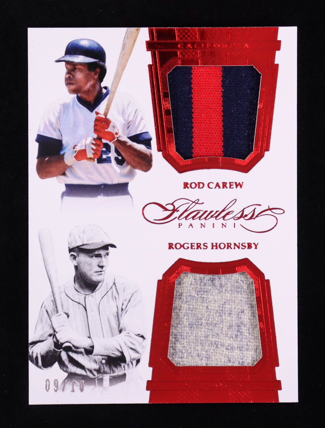 Rod Carew / Rogers Hornsby 2017 Panini Flawless Dual Player Memorabilia Ruby #18 #9/10 at PristineAuction.com Rod Carew / Rogers Hornsby 2017 Panini Flawless Dual Player Memorabilia Ruby #18 #9/10 at PristineAuction.com