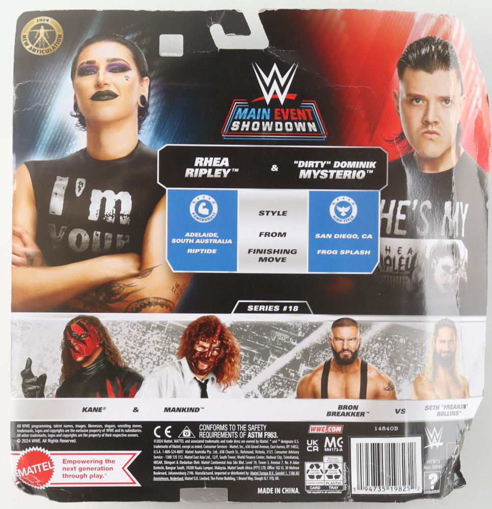 Rhea Ripley & Dominik Mysterio Signed WWE Main Event Showdown Action Figures (Fanatics) at PristineAuction.com Rhea Ripley & Dominik Mysterio Signed WWE Main Event Showdown Action Figures (Fanatics) at PristineAuction.com