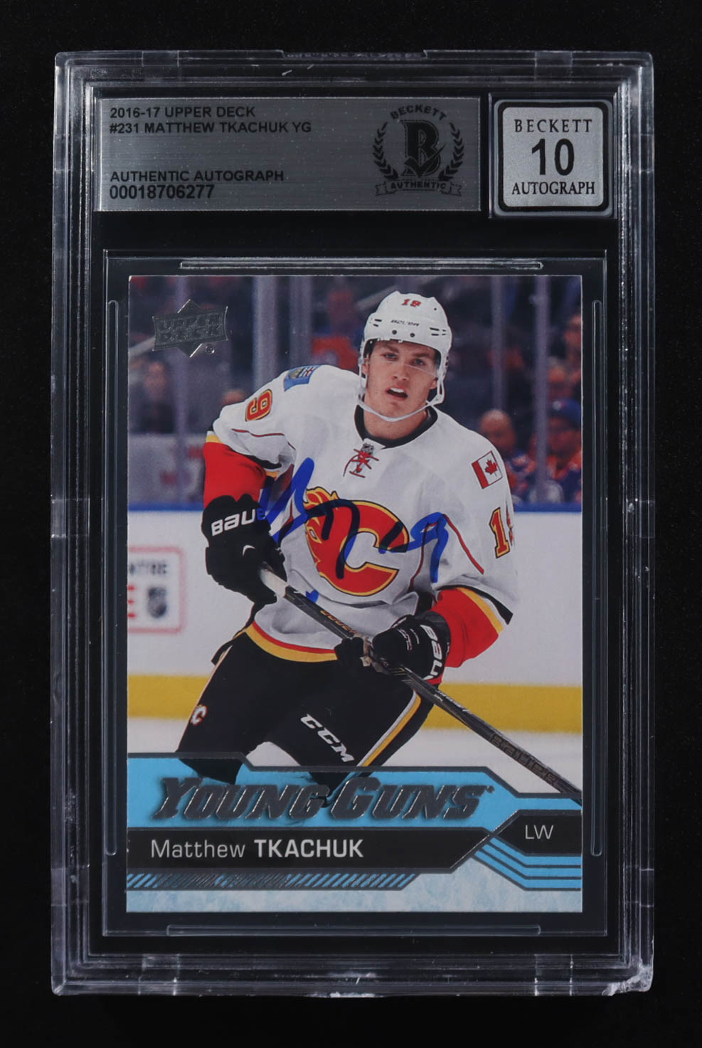 Matthew Tkachuk Signed 2016-17 Upper Deck Series One Young Guns #231 RC (BGS | Autograph Graded BGS 10) at PristineAuction.com Matthew Tkachuk Signed 2016-17 Upper Deck Series One Young Guns #231 RC (BGS | Autograph Graded BGS 10) at PristineAuction.com