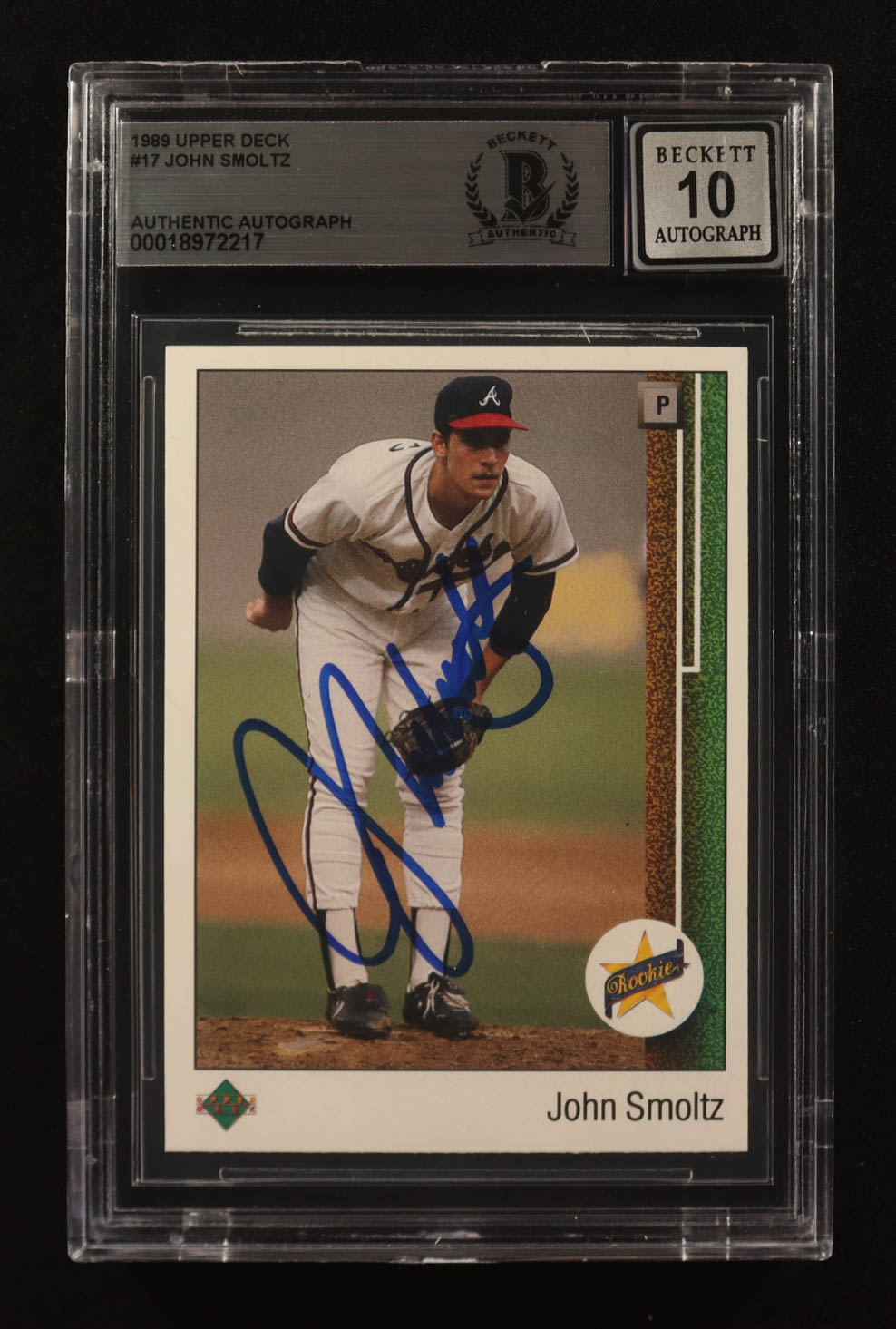 John Smoltz Signed 1989 Upper Deck #17 RC (BGS | Autograph Graded BGS 10) at PristineAuction.com John Smoltz Signed 1989 Upper Deck #17 RC (BGS | Autograph Graded BGS 10) at PristineAuction.com