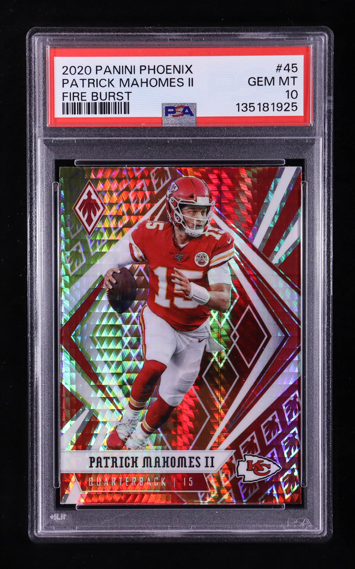 Patrick Mahomes II 2020 Panini Phoenix Fire Burst #45 (PSA 10) at PristineAuction.com Patrick Mahomes II 2020 Panini Phoenix Fire Burst #45 (PSA 10) at PristineAuction.com