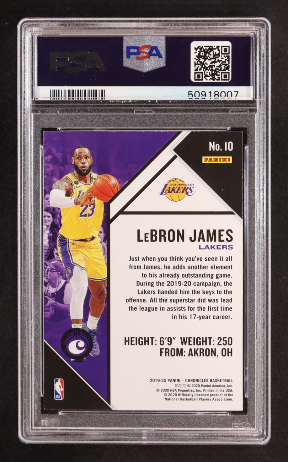 LeBron James 2019-20 Panini Chronicles #10 (PSA 9) at PristineAuction.com LeBron James 2019-20 Panini Chronicles #10 (PSA 9) at PristineAuction.com