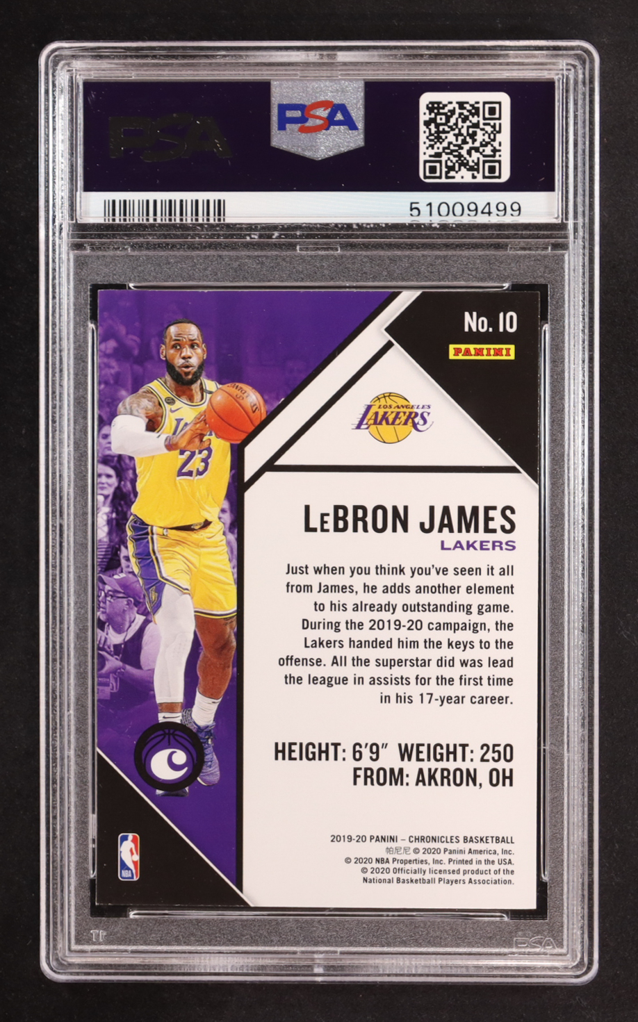 LeBron James 2019-20 Panini Chronicles #10 (PSA 9) at PristineAuction.com LeBron James 2019-20 Panini Chronicles #10 (PSA 9) at PristineAuction.com