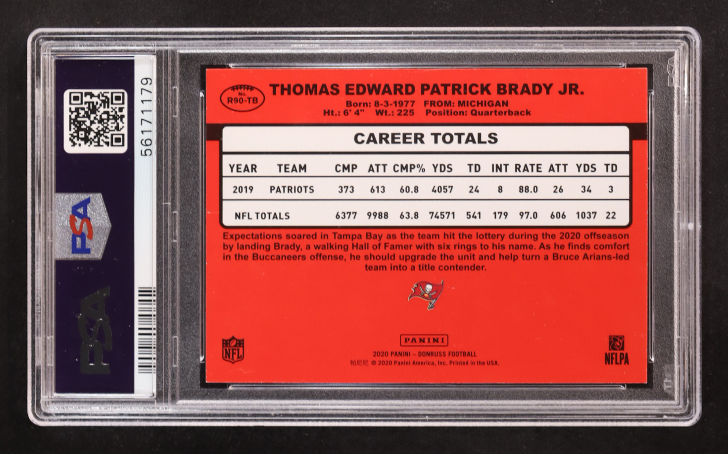 Tom Brady 2020 Donruss Retro '90 #14 (PSA 9) at PristineAuction.com Tom Brady 2020 Donruss Retro '90 #14 (PSA 9) at PristineAuction.com